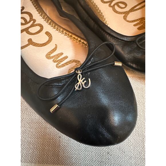 Sam Edelman Felicia Black Leather Cushioned Ballet Flats Size 9 - Picture 2 of 7